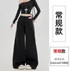 Calça Esportiva Estilo Americano Feminina Outono 2026 Nova Calça Jogger de Perna Reta Cintura Baixa Costurada Perna Larga Comprimento Total Casual Esportiva Longa