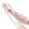 Guantes de plástico largos desechables de manga larga para cocina de fábrica, guantes para brazos, elástico en la muñeca, guantes largos para lavar platos