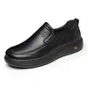 Laoren Tou Capa Superior de Otoño Piel de Vaca Suela Blanda Zapatos Individuales para Hombre Piel Suave Zapatos Casuales para Hombres de Mediana Edad y Mayores QY8017-1