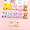 Urso de Gravata Borboleta Desenho Animado Pingente de Resina Multicor Artesanal DIY Chaveiro de Contas Ornamento Acessórios Fabricante Atacado