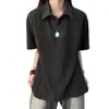 Camisa Polo Unisex de Manga Corta Estilo Retro Americano de Verano con Cuello de Solapa, Corte Holgado, Transpirable, Moderna, Versátil, con Remaches y Patrón de Espiga