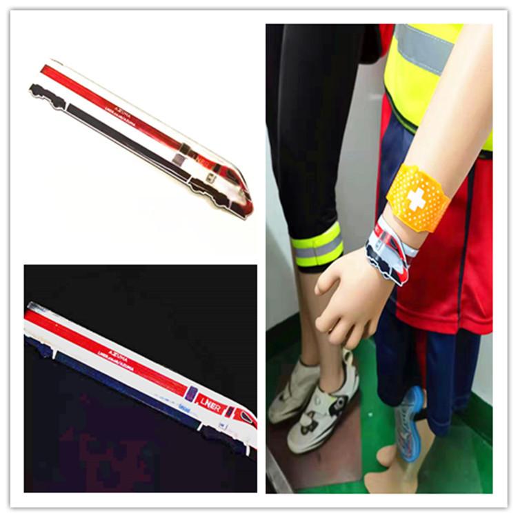 厂家订做 环保PVC反光啪啪圈 cmyk彩印反光手腕带 异形反光束裤带