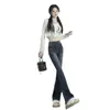 Jeans acampanados micro para mujer, tiro alto, nuevos para Primavera y Otoño, azul retro, ajustados, adelgazantes, rectos, sueltos, estilo mopa, moda