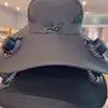 Chapéu de Sol de Aba Larga Tamanho Grande Chapéu Recarregável Chapéu Masculino para Camping ao Ar Livre Caminhada Recarregável Solar Secagem Rápida Chapéu de Pescador