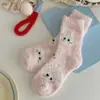 Meias Fofas de Veludo Coral para Mulheres no Outono e Inverno Meias de Algodão Pelúcia Aumentadas para Casa Dormir Quente Meias de Chão Pelúcia Inverno