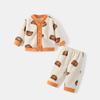 Casaco Engrossado para Bebê Roupa Quente para Meninos e Meninas Outono e Inverno com Forro de Fleece Flanela Roupas de Casa Pijama Dividido para Bebê