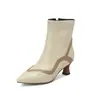 Botas de mujer de tacón alto con punta y bloques de color de moda, talla grande, botines de otoño e invierno 7701