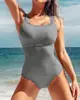 Traje de baño de una pieza de nuevo estilo para mujer, sexy, ajustado, color liso, simple, exportación europea y americana, sin espalda, traje de baño casual para aguas termales