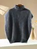 Chaleco suéter de lana polar de cuello alto para mujer, otoño e invierno, suelto y casual, chaleco de capas, top de cachemira