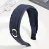 Diadema ancha de mezclilla estilo coreano, hebilla dorada simple para mujer, diadema ancha básica para salir