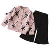 JINYONG/Jin Yong Xiong [Figura de Fundo Branco para Comércio Exterior] Conjunto Infantil Cardigan com Laço Jaqueta Tricô Conjunto de Duas Peças