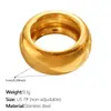 Anillo Ancho Curvo Liso Minimalista Estilo Retro Transfronterizo Europeo y Americano Acero Inoxidable Chapado en Oro de 18K Joyería de Anillo Sencillo para el Día a Día