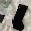 Calentadores de piernas para mujer estilo Ins, calentadores de piernas largos sin pies color otoño con perlas, calcetines apilados blancos estilo ballet, calcetines para pantorrilla