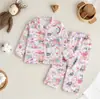 Pijamas de Otoño e Invierno para Niños y Niñas, Cárdigan con Solapa, Ropa de Casa, Trajes de Lana y Seda, Conjunto de Dos Piezas de Dibujos Animados para Niños Mayores