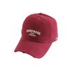 Gorra de Béisbol Roja Bordada con Letras Vintage para Mujer Estilo Coreano Versátil Adelgazante para la Cara Ala Ancha Circunferencia de Cabeza Grande Gorra de Pico