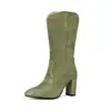 Botas de Punta Altas con Cremallera Lateral Estilo Nuevo Sencillo Botas de Jinete Botas de Tacón Grueso 40-48 Tallas Grandes Botas de Comercio Exterior para Pelo