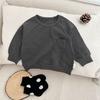 Camiseta de Algodão de Manga Longa para Bebê - Primavera, Cor Sólida, Corte Solto, Gola Redonda, Estilo Ocidental, Camisa Básica Versátil para Meninos e Meninas