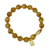 Pulseira de Pedra Olho de Tigre Amarelo Koi Banhada a Ouro, Nova Pulseira Melade Estilo Chinês Elegante para Mulheres, Elástica e Ajustável
