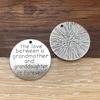1 Colgante de aleación de plata antigua k blanco con forma de corazón redondo y letra inglesa, colgante para accesorios de joyería DIY