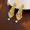 Aretes de Diamantes Vintage Medievales Elegantes Aretes Estilo Corte de Moda Aretes Colgantes Aretes de Lujo Ligero de Alta Gama