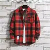 Camisa de Cuadros Amarillos Estilo Harajuku para Hombres y Mujeres Estilo Perezoso Holgada de Manga Larga Estilo Británico Moda Ropa para Parejas