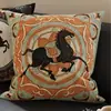 Almofada de Sofá Estilo Vintage Ano do Cavalo, Almofada Retro de Alto Padrão Dunhuang, Capa de Almofada Removível e Lavável com Enchimento, Almofada de Encosto para Quarto