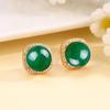 Pendientes de jade hetiano sencillos y ligeros de lujo para mujer, elegantes y a juego con cuentas redondas de calcedonia, diseño de nicho, joyería para los oídos.