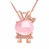 Pingente de Coelho Menina Fofo Macio Decoração de Cristal Rosa em Forma de Ovo Mini Saia Ins Coelho Fofo Pingente de Coelho Fofo Vários Colares
