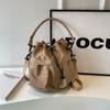 Bolso tipo cubo de nailon repelente al agua, Bolso casual de viaje de gran capacidad, Bolso tipo cubo de moda con cordón para hombro, bandolera o de mano