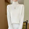 Suéter de Moda Nuevo Cuello Alto Transfronterizo Temperamento Capa Base Casual Otoño Invierno Tejido de Punto Mujer Color Sólido Manga Larga Viaje Simple