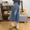 Shorts Jeans de Alta Costura Plus Size para Mulheres, Design Americano, Novo Estilo de Verão, Versão Estreita, Caimento Solto, Calça Cropped Vintage
