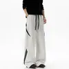 Nuevo Estilo Otoño 2026: Pantalones de Chándal Anchos para Hombre con Diseño Diagonal de Bloques de Color, Cintura con Cordón, Corte Holgado, Pierna Recta Fluida, Pantalones Largos Casuales