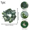 Corona de Hojas de Eucalipto Artificial Transfronteriza, Corona Decorativa de Puerta de Eucalipto, Follaje Verde para Bodas y Navidad, Corona de Guirnalda con Cabezas de Flores Artificiales