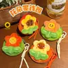 Bolsa de Moedas Flor Girassol Criativa Bolsa para Armazenamento de Moedas e Cabos de Dados Bolsa Portátil para Fones de Ouvido Presente para o Dia das Crianças
