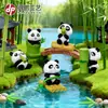 Micro Paisaje Muñeco Lindo de Panda Rojo Linda Decoración DIY Accesorios de Jardinería Mini Adornos de Escritorio