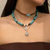 Joyería Transfronteriza Europea y Americana Cadena para la Clavícula Imitación Turquesa Retro Conjunto de Collar de Cuentas Estilo Étnico Collar de Cactus