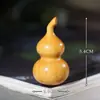 Peça de Cabo de Cuia Esculpida em Sândalo Dourado, Disco de Cuia com Cabeça de Dragão em Madeira, Escultura em Madeira Maciça, Pingente de Brinquedo, Peça Pequena de Madeira