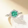 Anillo para Mujer Tiktok Live Popular Imitación Azul Verdoso de Maldivas Imitación Paraíba Clásico Quilate Copo de Nieve Torcido