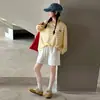 Conjunto de Roupas de Proteção Solar de Manga Longa de Verão para Meninas 2026 Novo Estilo Conjunto de Duas Peças Camiseta Fina e Shorts para Meninas do Ensino Médio
