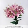 Flores Artificiais com 10 Cabeças de Lírio, Flores Falsas Decorativas para Salões de Casamento, Fundos de Casamento de Seda, Decoração de Casa para Sala de Estar, Flores Feitas à Mão