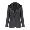 Europa y Estados Unidos popular chaqueta de terciopelo verde oscuro para ir al trabajo de otoño e invierno chaqueta de traje de terciopelo con botones transfronteriza de comercio exterior para mujer