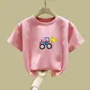 Camiseta de Manga Corta de Algodón Puro para Niñas, Nuevo Estilo de Verano para Niñas, Ropa Popular de Verano para Niños, Top Holgado de Manga Media Estilo Coreano de Moda t