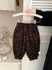 Pantalones de Algodón Puro para Niñas Otoño Estampado Floral Pantalones de Abuela Bebé Primavera y Otoño Pantalones Linterna Estilo Coreano para Niños Pantalones Harem Sueltos