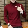 Inverno Masculino Gola Alta Slim Fit Cor Sólida Suéter de Malha Masculino Camada Base Roupa Masculina Dropshipping Quente Casual Versátil