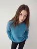 Suéter de cuello redondo para mujer, tejido suelto de hombros caídos, top de punto, nueva llegada de otoño, ropa para mujer, prenda exterior simple casual, prenda interior, capa base