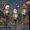 Luzes de Natal de montagem no solo alimentadas por energia solar Papai Noel, boneco de neve, renas LED luzes decorativas de ambiente para jardim externo de feriado