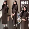 Conjunto de Maternidad Otoño/Invierno Nuevo Vestido Chaleco de Lunares Top Base de Cuello Alto Conjunto de Dos Piezas Chal con Lazo Cubre Vientre Adelgazante