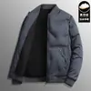 Jaqueta de Penas Quente com Gola Baseball para Homens de Meia-Idade, Jaqueta de Penas de Pato Cinza com Gola Alta para Negócios, Lapela de Moda Masculina