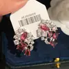 ¡Colores ricos y vibrantes! Pendientes de flor de circonita cúbica de colores, pendientes de estilo corte vintage, pendientes de alta gama transfronterizos europeos y americanos para mujer