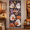 Tecido de fundo novo para Halloween transfronteiriço, tecido de fundo para decoração de feriado com tema de abóbora, casa mal-assombrada e fantasma, impresso em alta definição, em estoque e pronto para envio